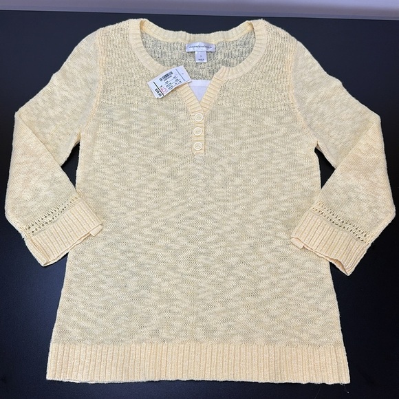 Christopher & Banks Butter Yellow 3/4 Sleeve Top S Soft Lightweight Breathable - Picture 3 of 13